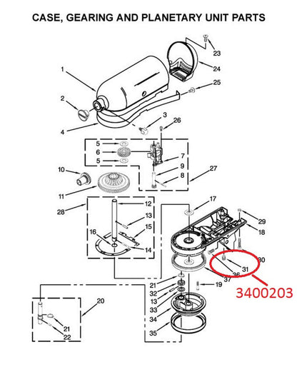 KitchenAid Schraube zum Bolzen 3400203 für Kitchenmaschine
